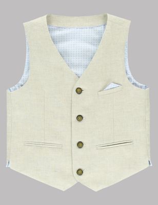 4 Button Waistcoat with Linen &#40;5-14 Years&#41;